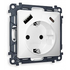 Розетка с заземлением и 2хusb type a и c, без рамки ambrella volt quant ma110010
